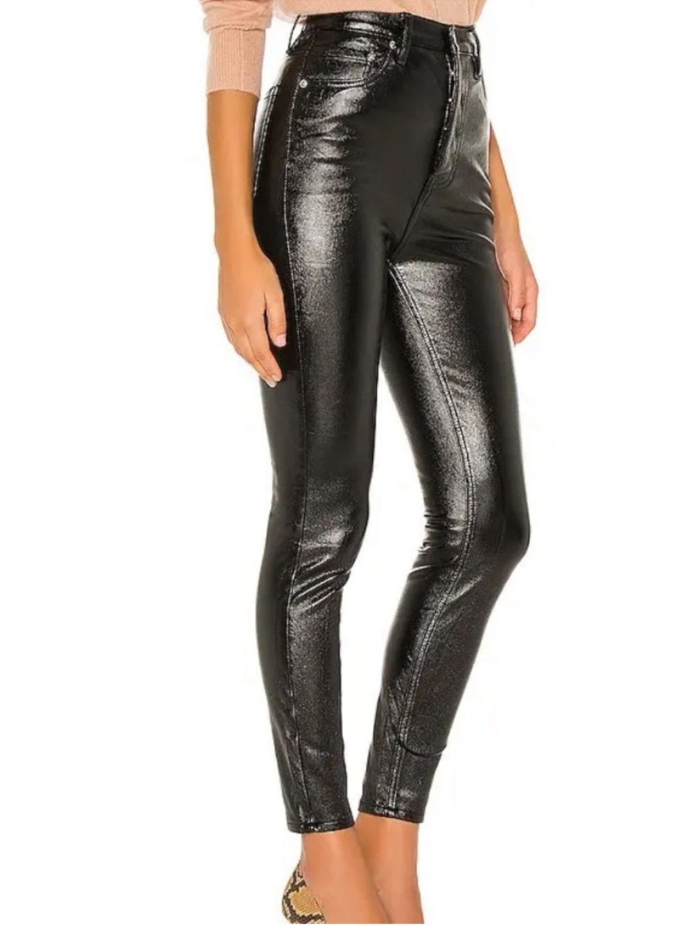 NWT Free People We The Free Phoenix Coated Jeans Black Size 30